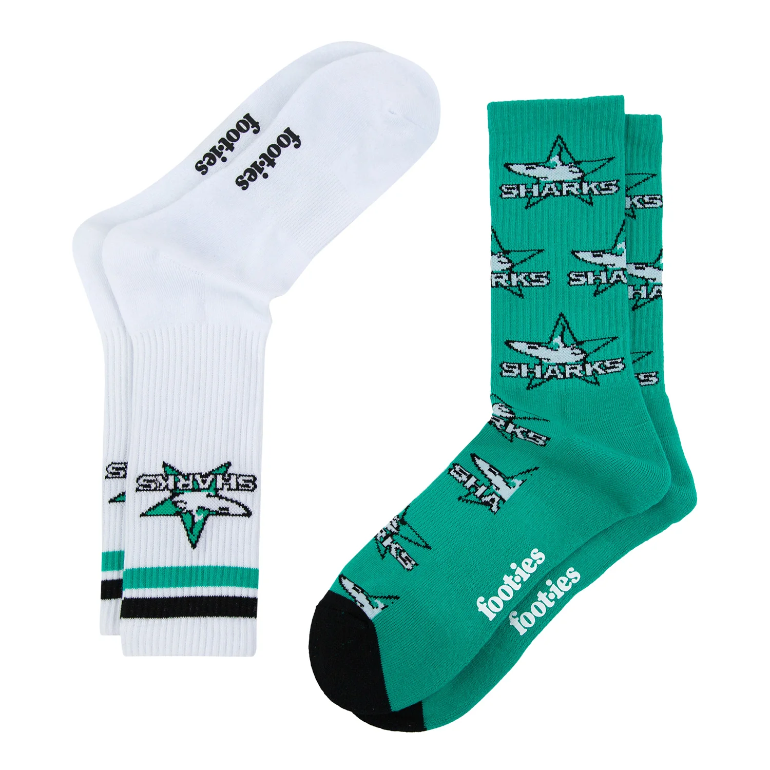 Cronulla-Sutherland Sharks Retro Sneaker Sock 2 Pack - Image 2